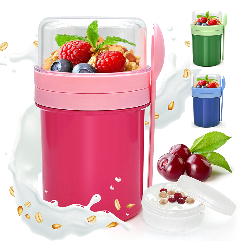 Food Storage Meals - 휴대용 이중 레이어 오버나이트 오트밀 컵,