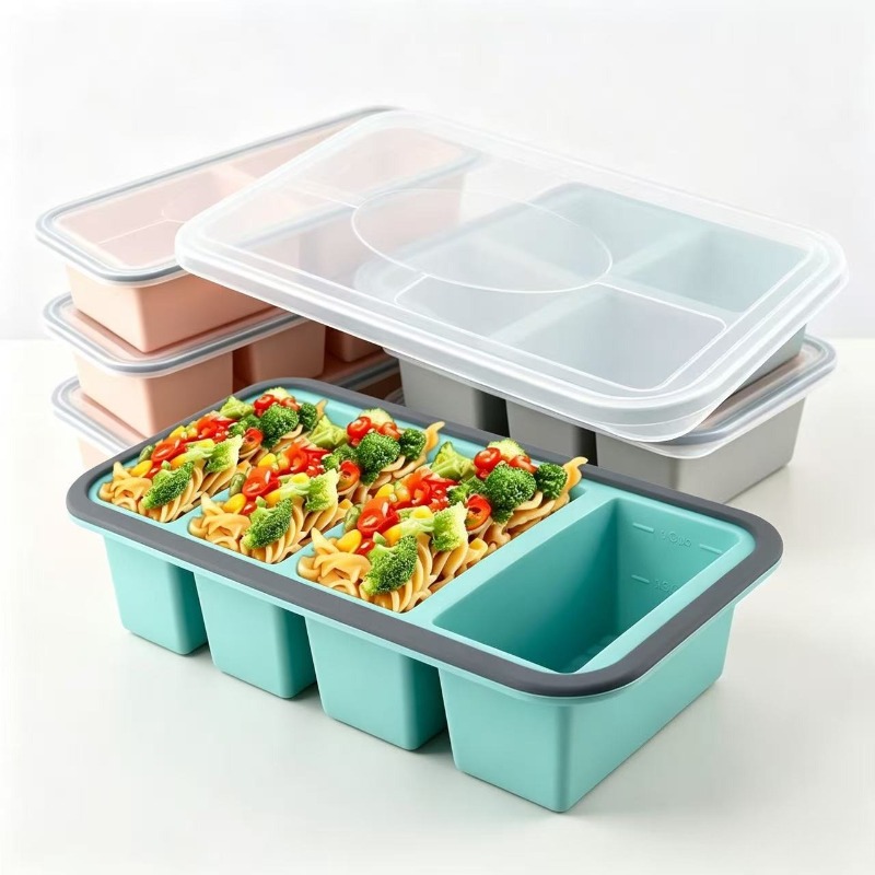 Food Storage Meals - 뚜껑이 있는 실리콘 냉동고 몰드, 수프