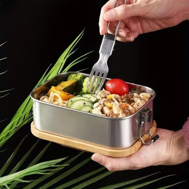 일본식 도시락통, 대나무 뚜껑 포함, 304 스테인리스 - Food Storage Meals 리뷰 및 가격