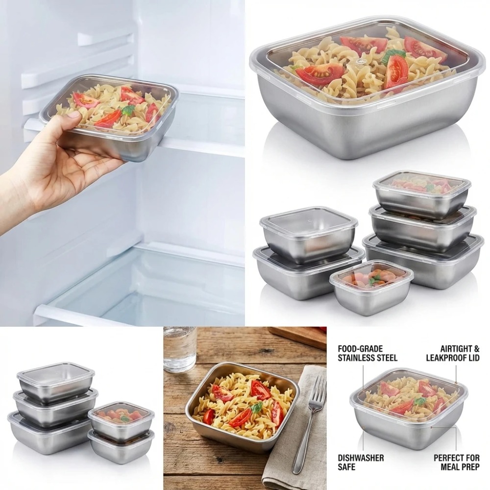 6pcs 스텐 밀폐 용기 스텐 반찬통 누수 방지 6pc - Food Storage Meals 리뷰 및 가격