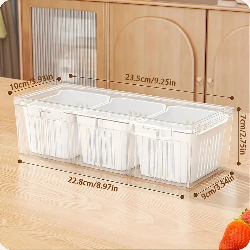 1pc 구획형 식품 보관 용기, 주방 및 피크닉용 사각 - Food Storage With Dividers 리뷰 및 가격