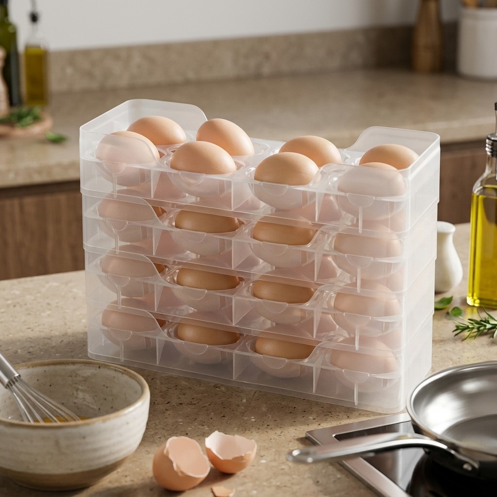 겹쳐서 보관할 수 있는 계란 보관함, 냉장고 정리함,  - Food Storage With Dividers 리뷰 및 가격