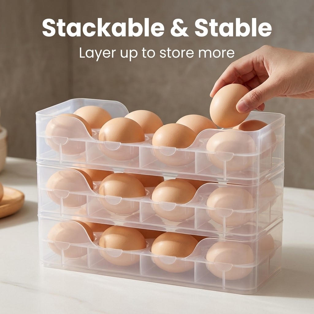 겹쳐서 보관할 수 있는 계란 보관함, 냉장고 정리함,  - Food Storage With Dividers 리뷰 및 가격
