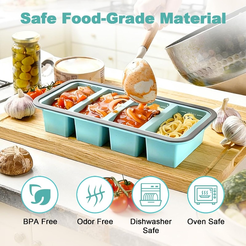 뚜껑이 있는 실리콘 냉동고 몰드, 수프 아이스 큐브 트 - Food Storage Meals 리뷰 및 가격