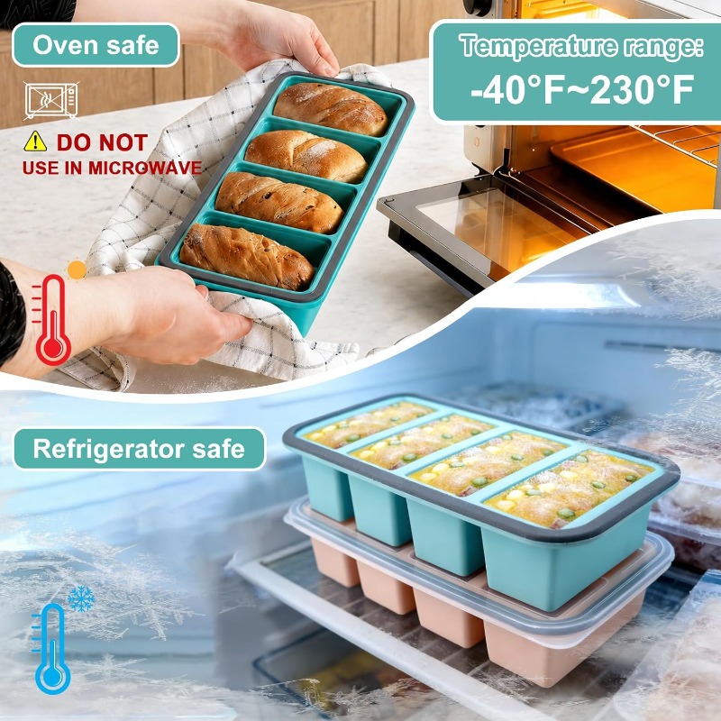 뚜껑이 있는 실리콘 냉동고 몰드, 수프 아이스 큐브 트 - Food Storage Meals 리뷰 및 가격