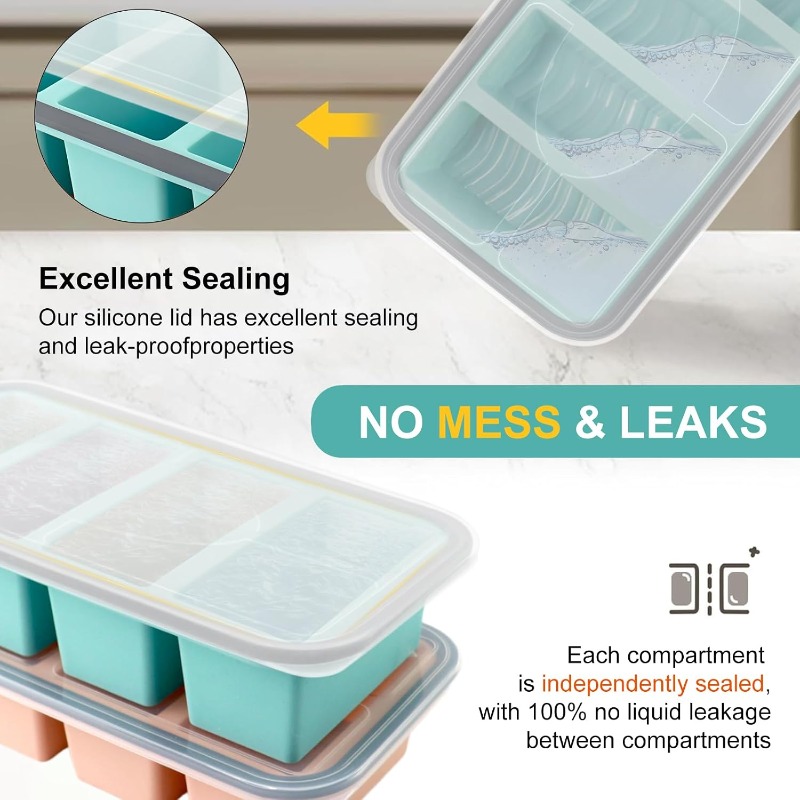뚜껑이 있는 실리콘 냉동고 몰드, 수프 아이스 큐브 트 - Food Storage Meals 리뷰 및 가격
